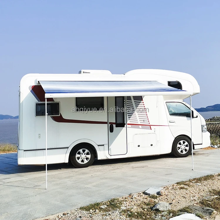 4.0x2.0m 12V Electric And Manual Folding RV Awning Tent With Clothes Drying Rack And Energy Saving Light For Outdoor Camper Car