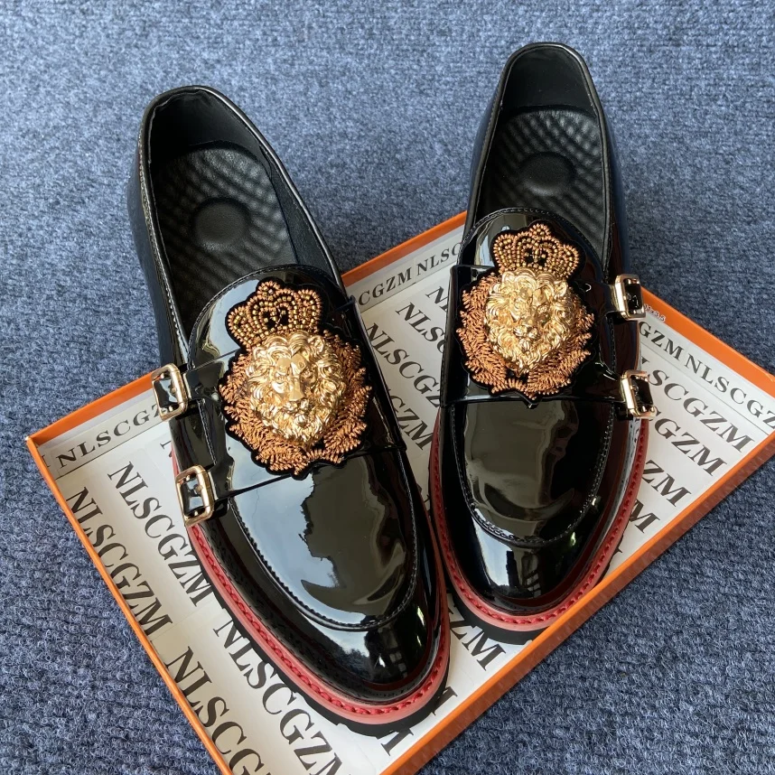 original shoes brand mens patent leather dress shoes for man black shine formal shoes drivers loafers wedding party business