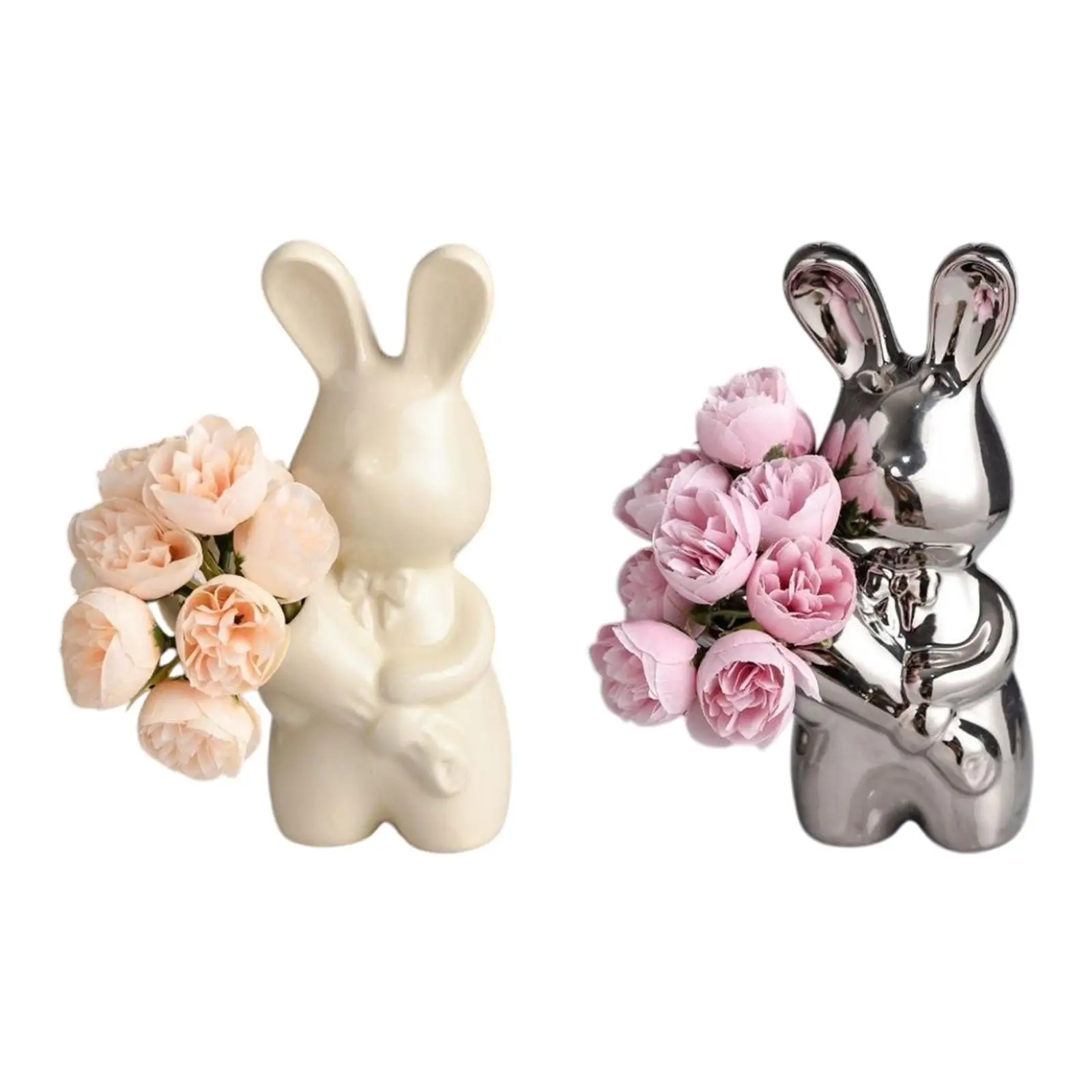 Rabbit Statue Photo Prop Modern Decoration Flower Vase Flower Pot Collection Vase for Party Restaurant Cafe Anniversary Office