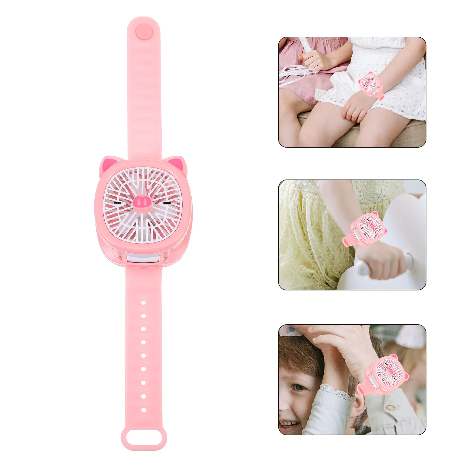 

Kids Cartoon Watch Fan Portable USB Rechargeable Wrist Strap Adjustable Miniature Fan for Children Outdoor Cooling Use