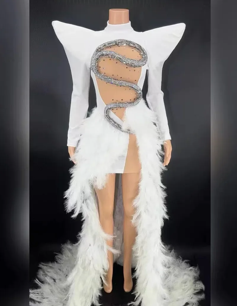 فستان أحمر أسود من حجر الراين للنساء أداء طويل لفتاة الإستعراض ملابس المسرح سحب الملكة طقم ملابس بار ملهى ليلي لأعياد الميلاد