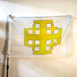 Jerusalem Cross Flag 90x150cm Polyester Christian Sepulcri Banner Outdoor Decor