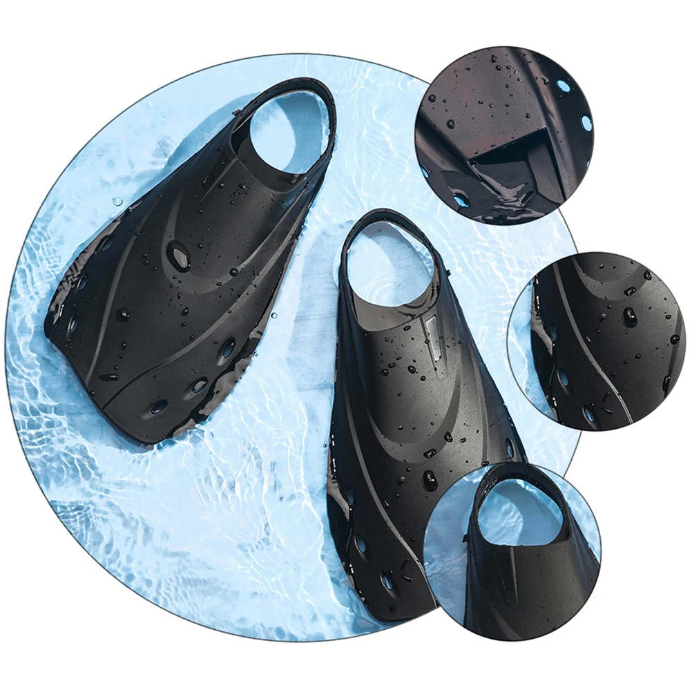 

1 Pair Adjustable Swim For Adults Swimming Training Snorkeling Flipper Diving Lightweight Portable Soft Sole Barefoot Use Travel