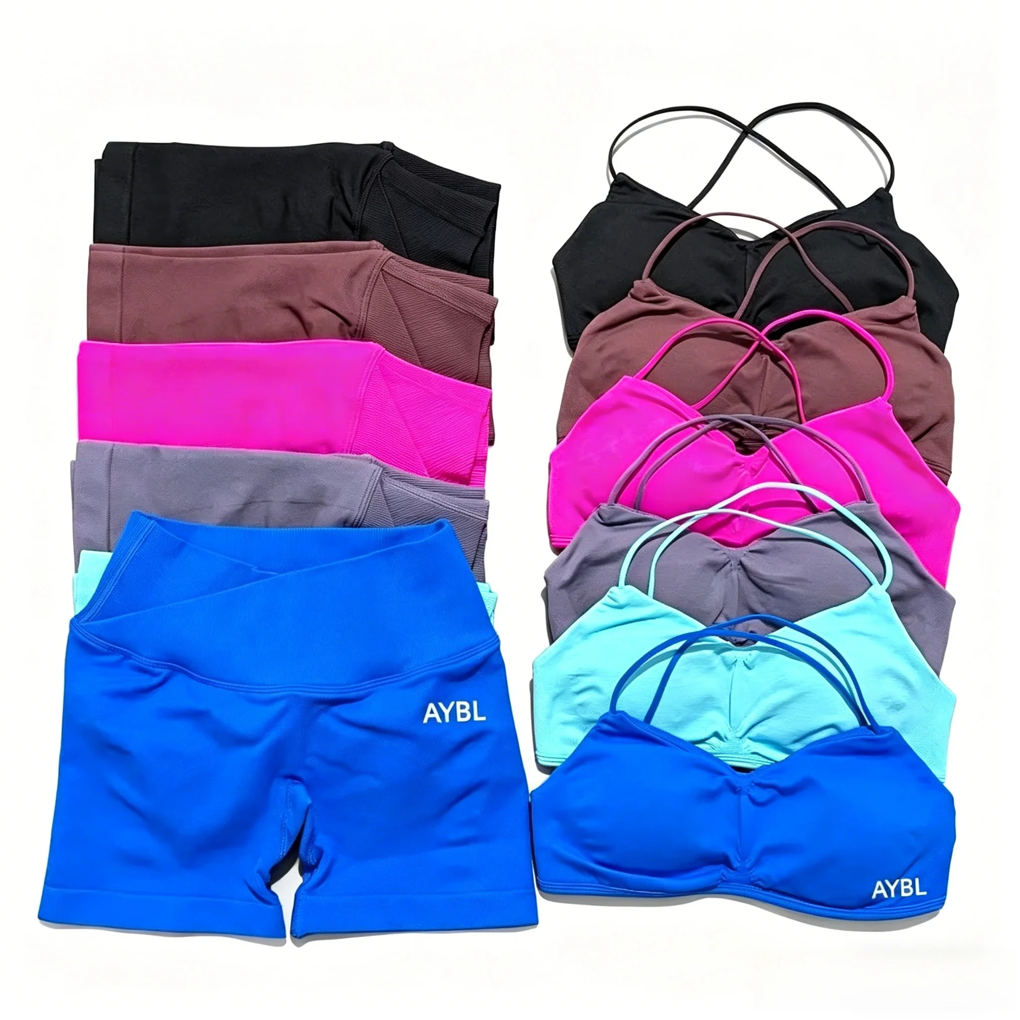 

AYBL 2 Pieces Vision Sports Bra Yoga Set Gym Clothes Fitness Workout Adapt Seamless Vision Shorts Women