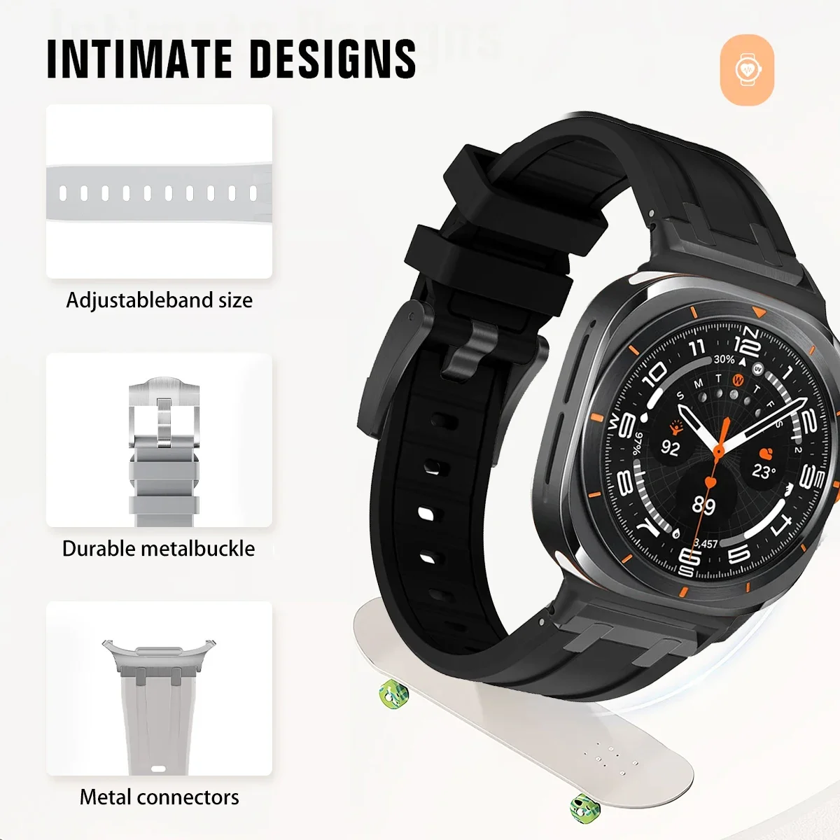 لساعة جالاكسي الترا حزام درع سيليكون حزام مقاوم للماء لساعة سانمسونج جالاكسي الترا 47 ملم الرياضة حزام معصمه