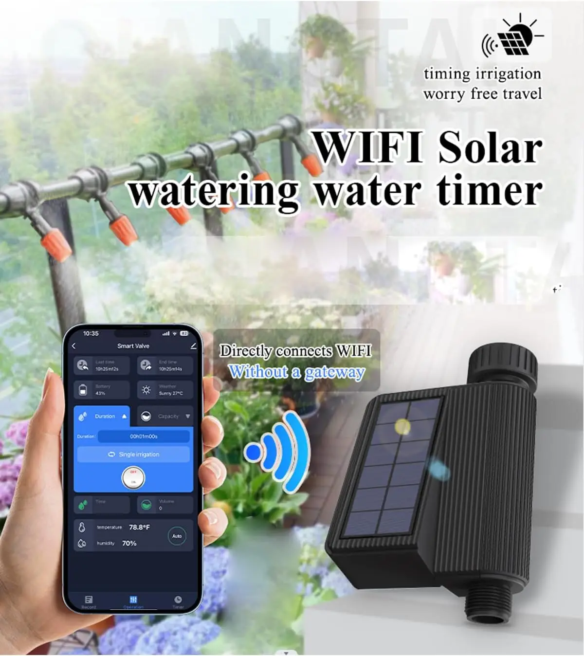 Tuya Smart Wifi Watering Timer Solar Energy Sprinkler Drip Irrigation System Built-in Water Flow Recorder Water Controller