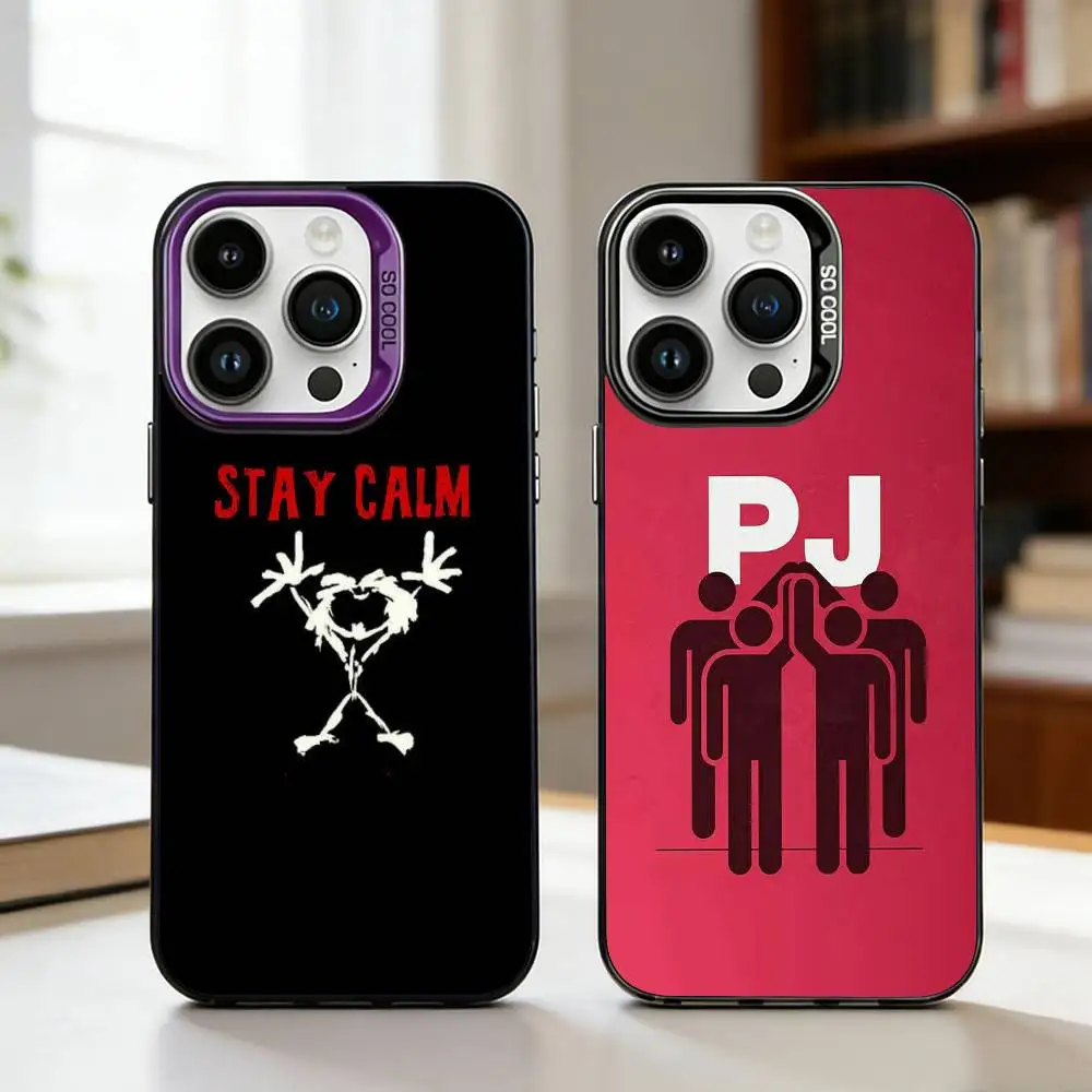 

P-Pearl J-Jam Band Phone Case For iPhone17 16 15 14 13 12 Pro Max Grey Black Matte Laser Metallic Aurora Funda