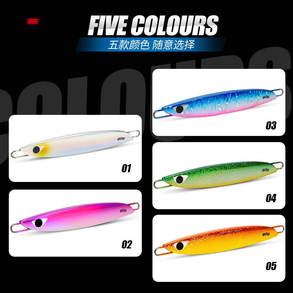 JIGGING PRO 40g 60g 80g C1 Jigging Lure Saltwater Metal Jigs Slow Pitch Jigs Sea Fishing Bait