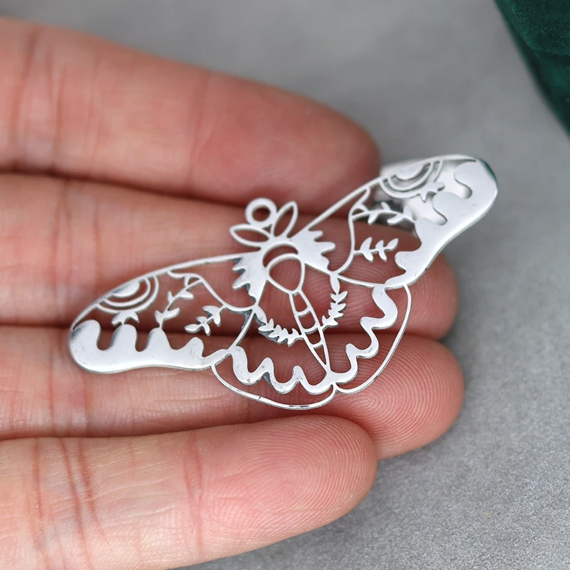 3pcs Art Line Insect Charms Butterfly Mooth Cicada Beetle Stainless Steel Pendant Fit Earrings Necklace Jewelry Making Accessory