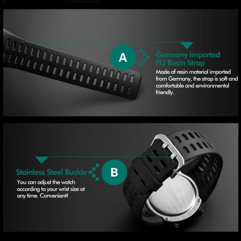 Casual Sports Watch High Quality LED Screen Simple Big Dial Wristwatches Waterproof Electronic Watch Outdoor Sports