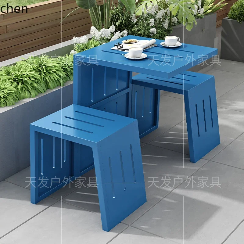HYS outdoor integrated park couple table shopping mall amusement park leisure table commercial street square table and chair