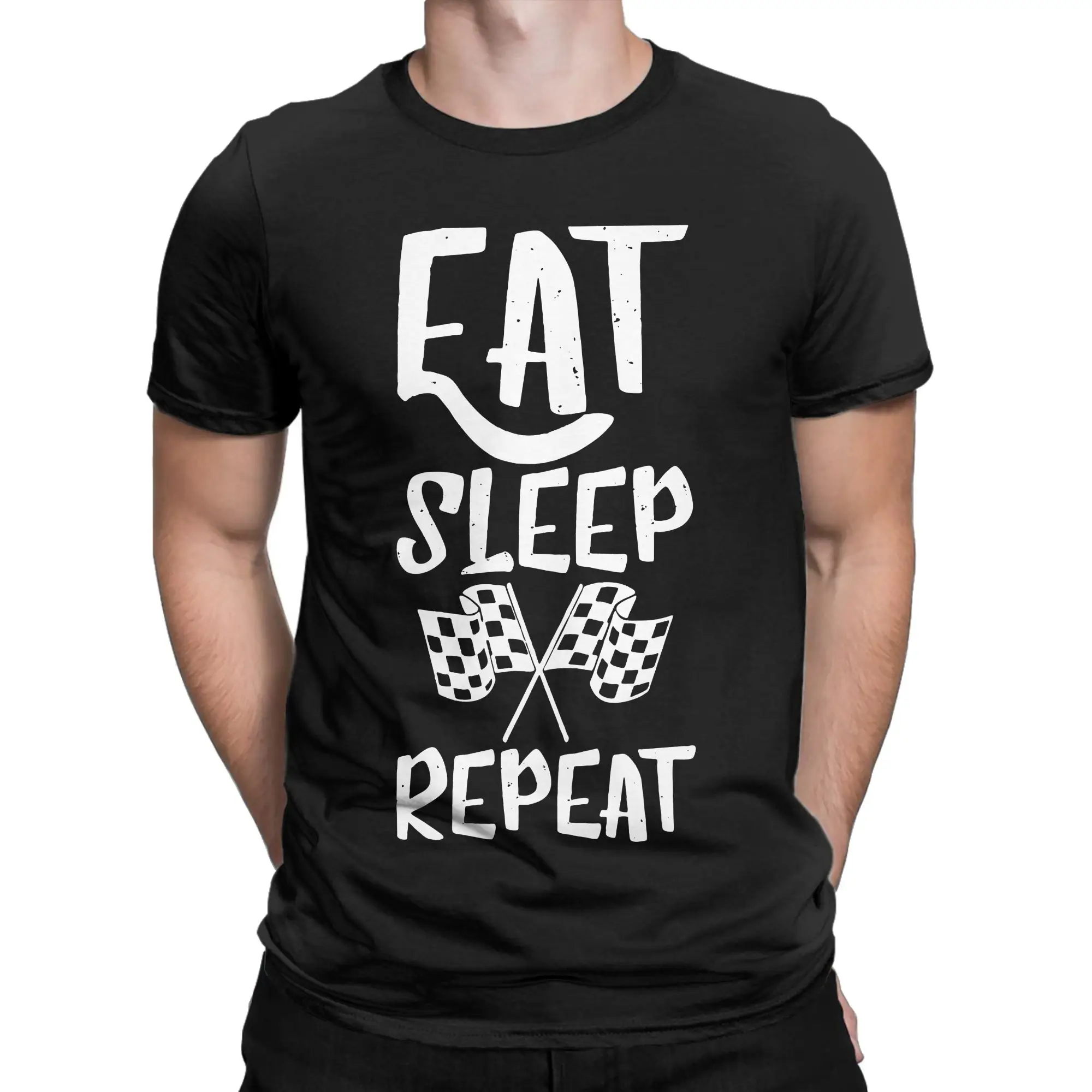 Men Eat Sleep Race Repeat T Shirt Ready To Race Motocross Bike Life 100% Cotton Clothing Crewneck Tee Shirt New Arrival T-Shirt