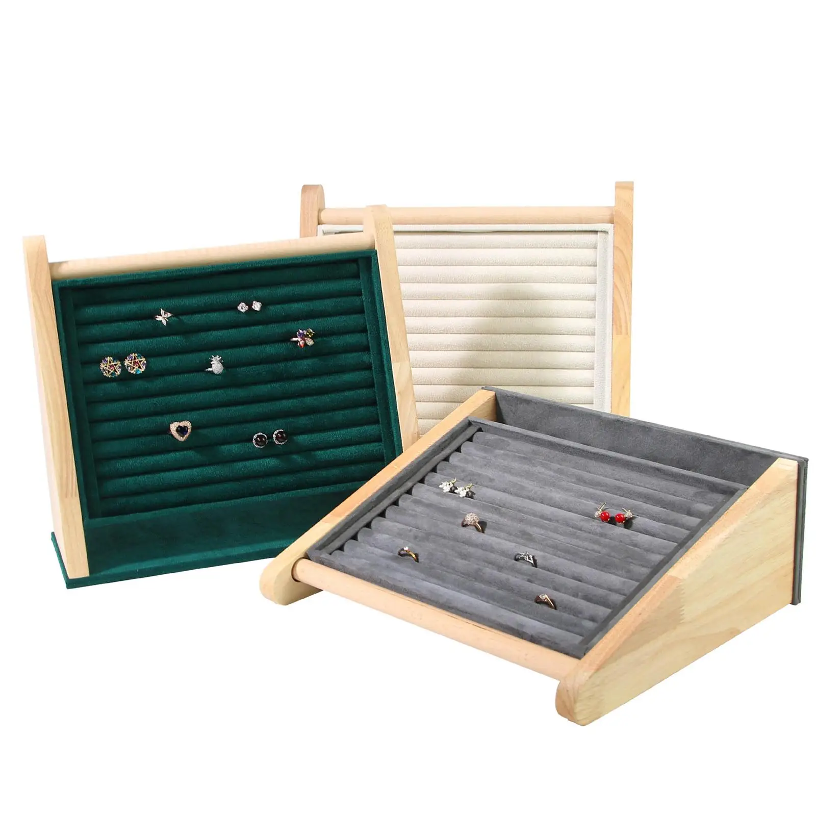 حامل حلقي متعدد الطبقات رف عرض المجوهرات لمحلات الطاولة الغرور #3