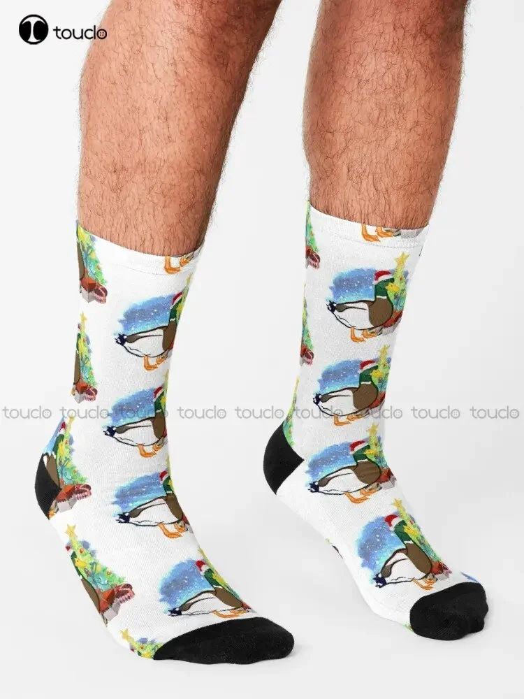 A Duck Christmas Socks Boot Socks For Women Personalized Custom Unisex Adult Teen Youth Socks 360° Digital Print Custom Gift
