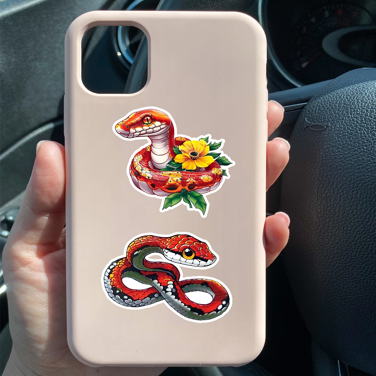 50pcs Personalized Cartoon Snake Creative Ledger Stickers Waterproof Self-Adhesive White Edge Stickers