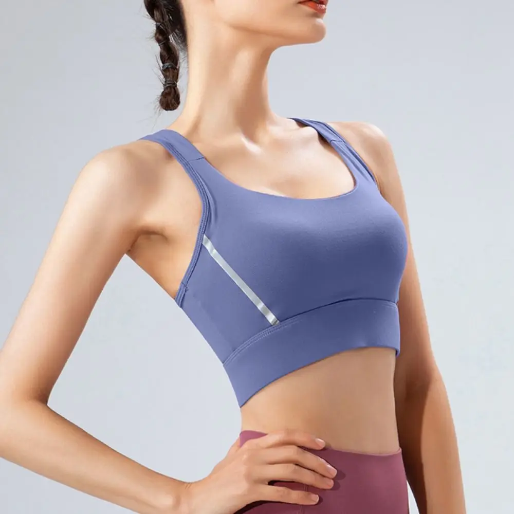 Sujetador deportivo de color liso en forma de I, antivibración, con espalda hermosa, para entrenamiento y fitness, talla grande, ropa interior que absorbe la humedad para mujeres y niñas