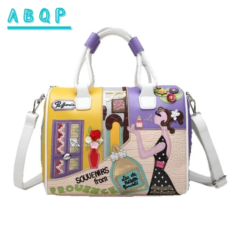 

Women Shoulder Bag Portable Messenger Bags European American Zipper Girls Tote Bag Creative Simple Boston Large Capacity