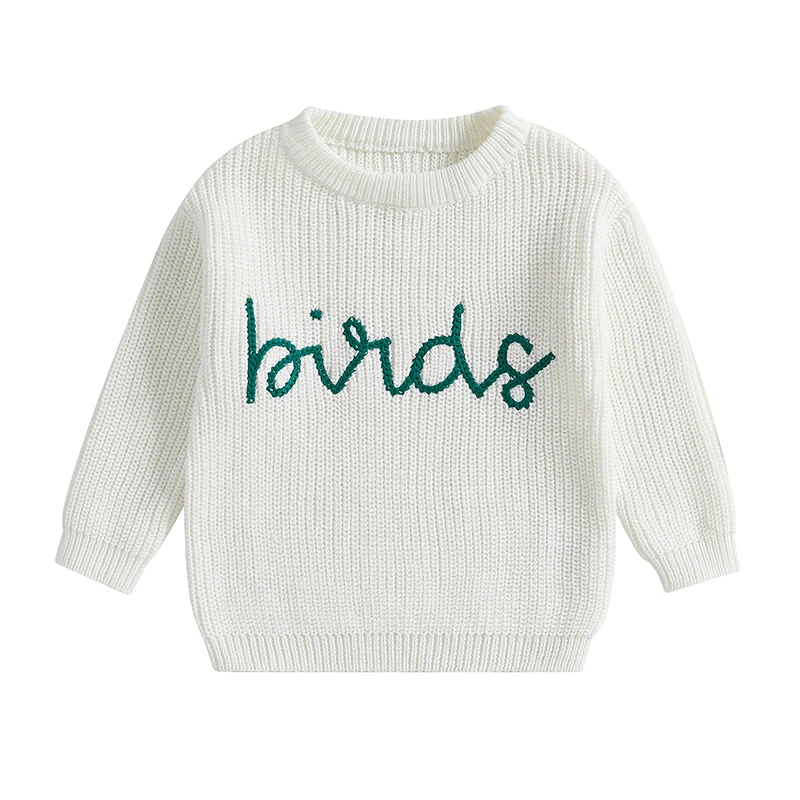 

Baby Knit Sweaters Long Sleeve Round Neck Letter Embroidery Pullover Kid Fall Tops