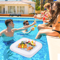 ﻿ 1pc Summer Inflatable Pool Drink Float Tray Portable Size Inflatable Drink Float Tray Suitable for Beach Party Supplies ﻿