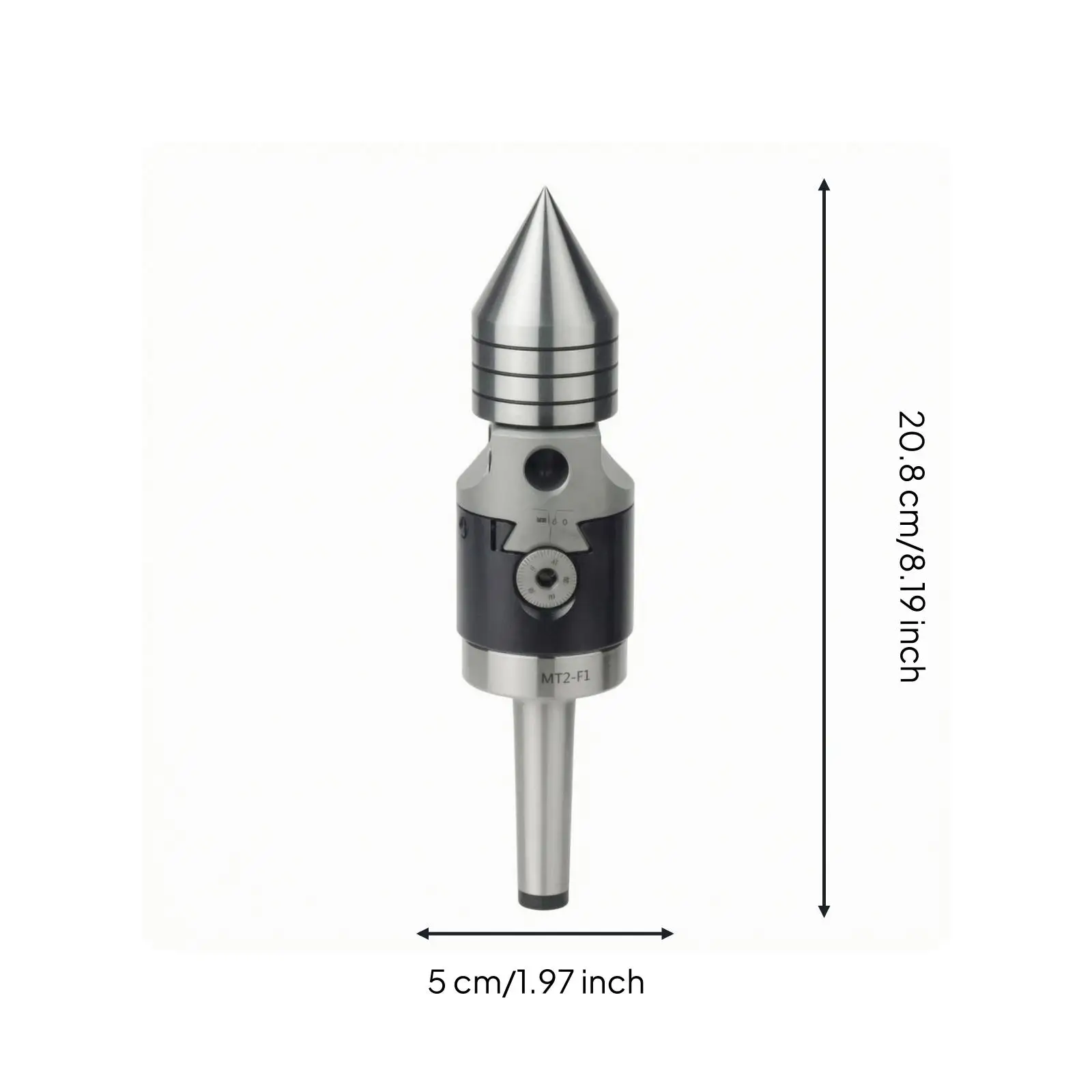 Black Silver Machined Taper Pin Lathe Center for Woodworking Shops Conical Point Rotating Support Hardware for Tools