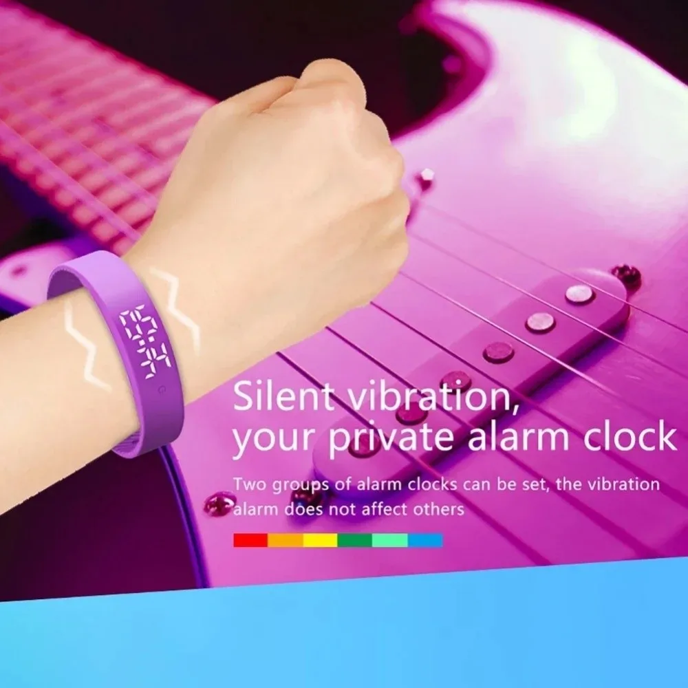 Waterproof Vibrating Alarm Wristband Body Temperature Monitor Vibration Wake-Up Silent Wristband Vibration Alarm LED Screen