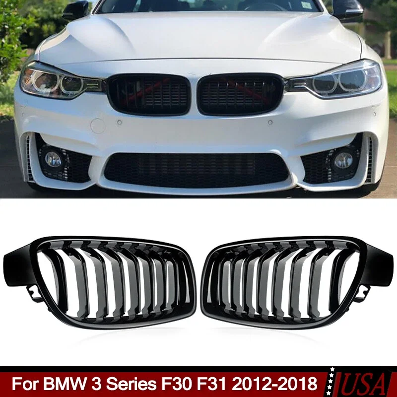 

Glossy Black Car Styling Front Kidney Grille Dual Slat Grill For BMW 3 Series F30 F31 F35 330d 328i 335i 320d 340i 2012-2018