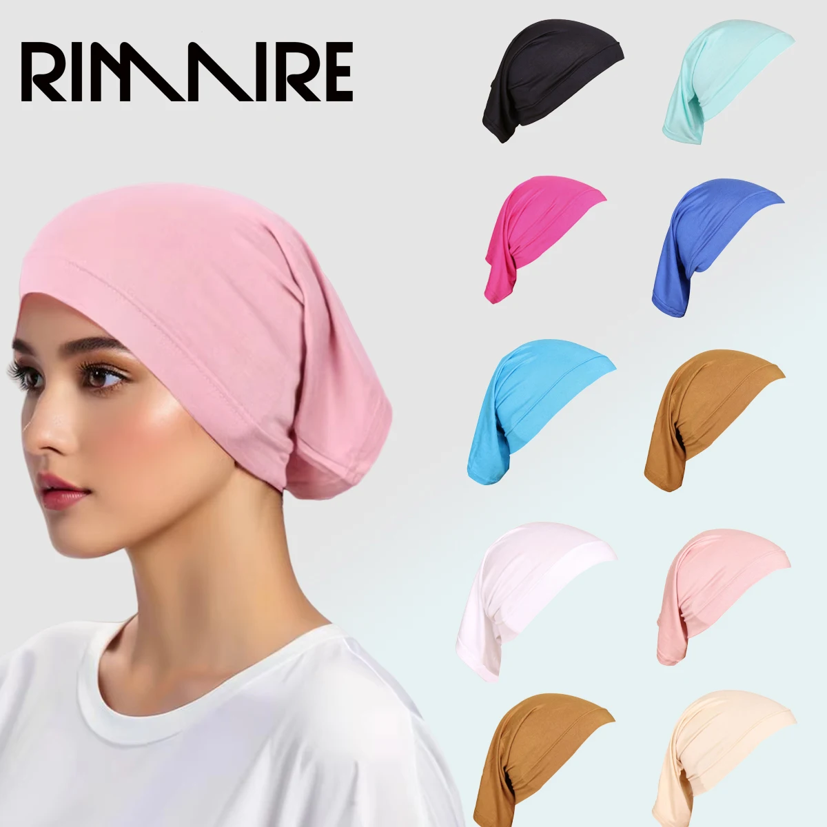 

RIMAIRE эластичный и удобный внутренний хиджаб, однотонный базовый хиджаб для женщин, 31*22 см, платок из мерсеризованного хлопка, тюрбан