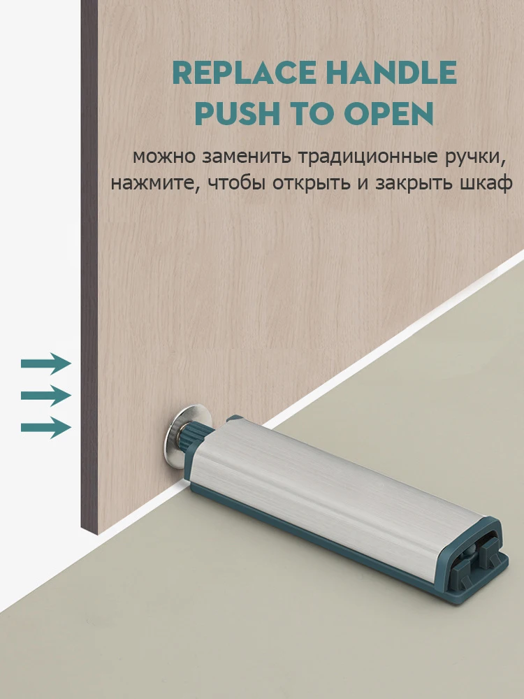 KAK 10PCS Cabinet Catches Stainless Steel Push to Open Hidden Cabinet Handle Soft Closer Cabinet Door Hardware