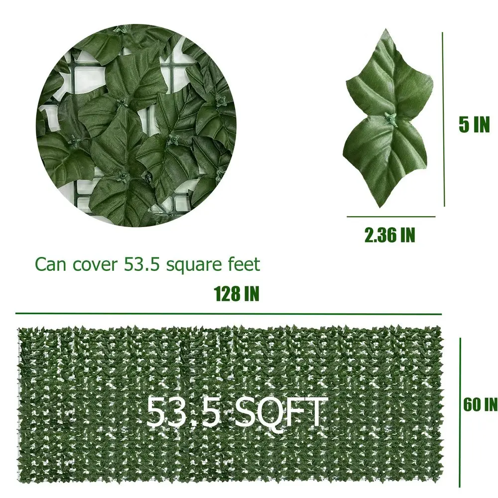 

Искусственный забор-экран из плюща, 128x60 дюймов, 53,5 кв. футов, с защитой от УФ-излучения, панели для стен из искусственной изгороди и листьев плюща для использования внутри и снаружи помещений