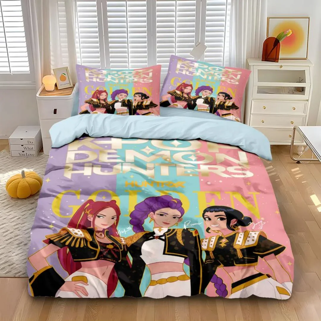 

KPop D-Demon Hunters Bedding Set Single For Kids Boys Girls Bedding Set - 2-3 Piece Comforter Quilt Duvet Cover Pillow Case Sets