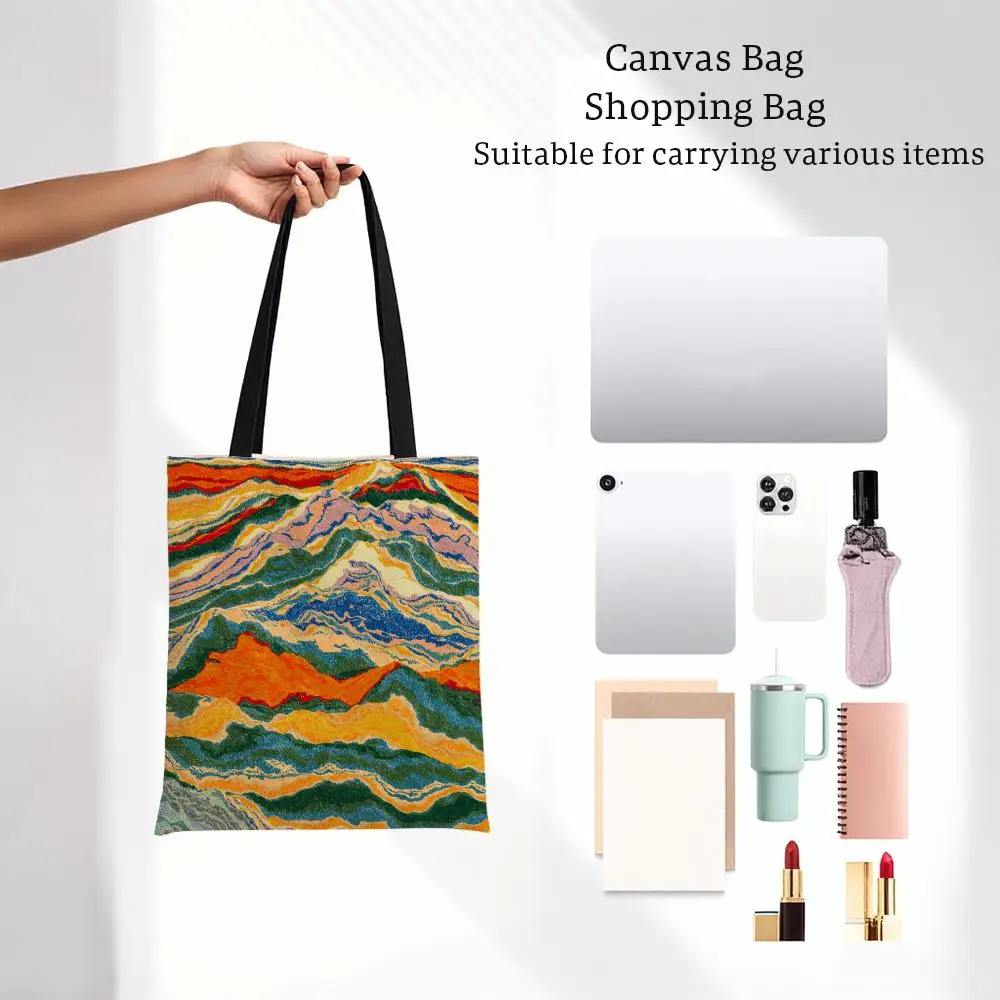 Classical Stylish Colourful ART Meridian Storage Bags Shopping Bags Series Print Bags Lightweight Shoulder Bag For Daily Use