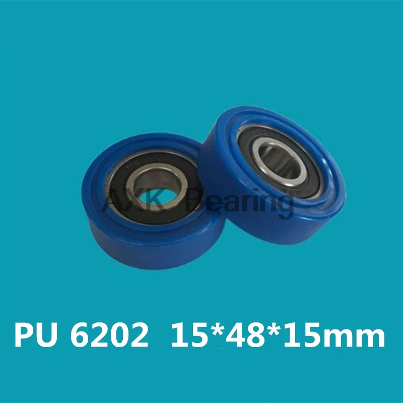 

15*48*15mm nylon plastic wearable high bearing mechanical roller outer diameter 5cm rubber covered 6202 bearing pulley