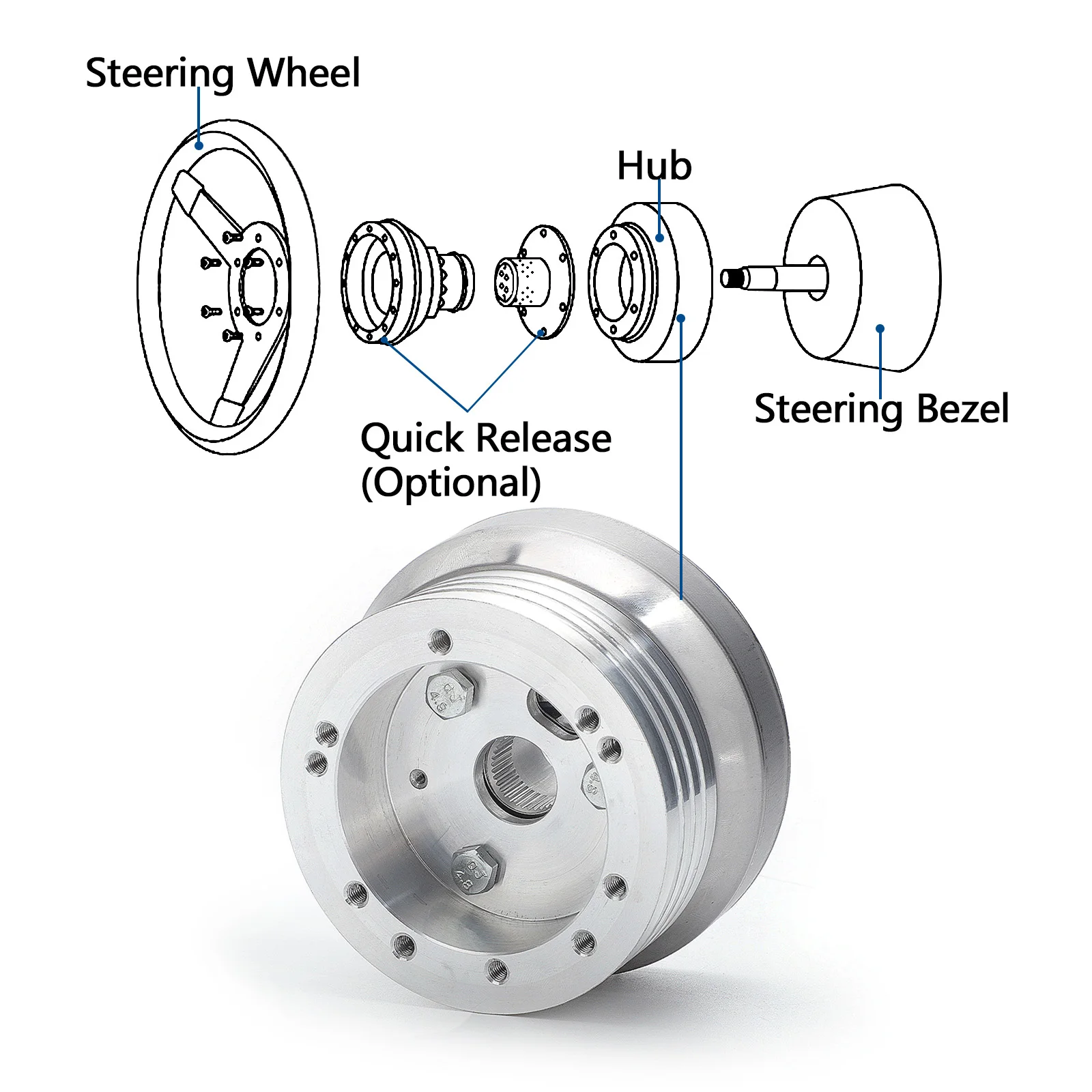 

5 & 6 Hole blank Steering Wheel Polished Hub Adapter For Flaming River Ididit Chevrolet Chevy GM Buick Jeep Cadillac Oldsmobile