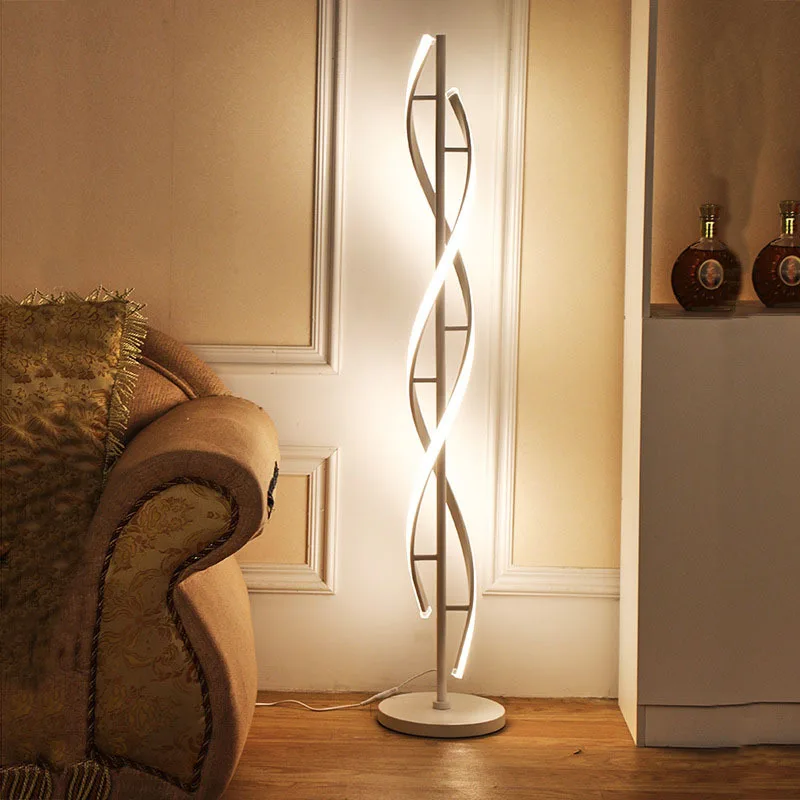 Nordic Postmodern LED Floor Lamp RGB Livingroom Bedroom Study Hotel Line Without Main Light Spiral Vertical Luxury Corner Lamps