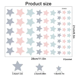 Small Stars Colorful Wall Stickers for Display Cabinet Furniture Showcase Window Decor Self-adhesive PVC Removable Kids Decals
