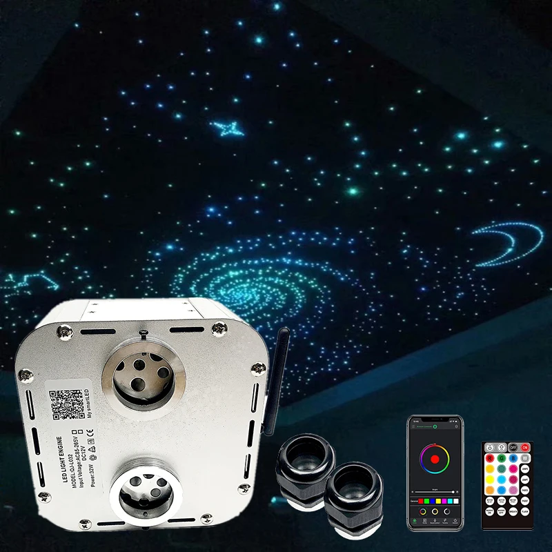 Twinkle RGBW Bluetooth wapp Double Heard Fiber Optic Engine Starry Sky Effect Ceiling LED car Lights All Fiber Optic Cable new