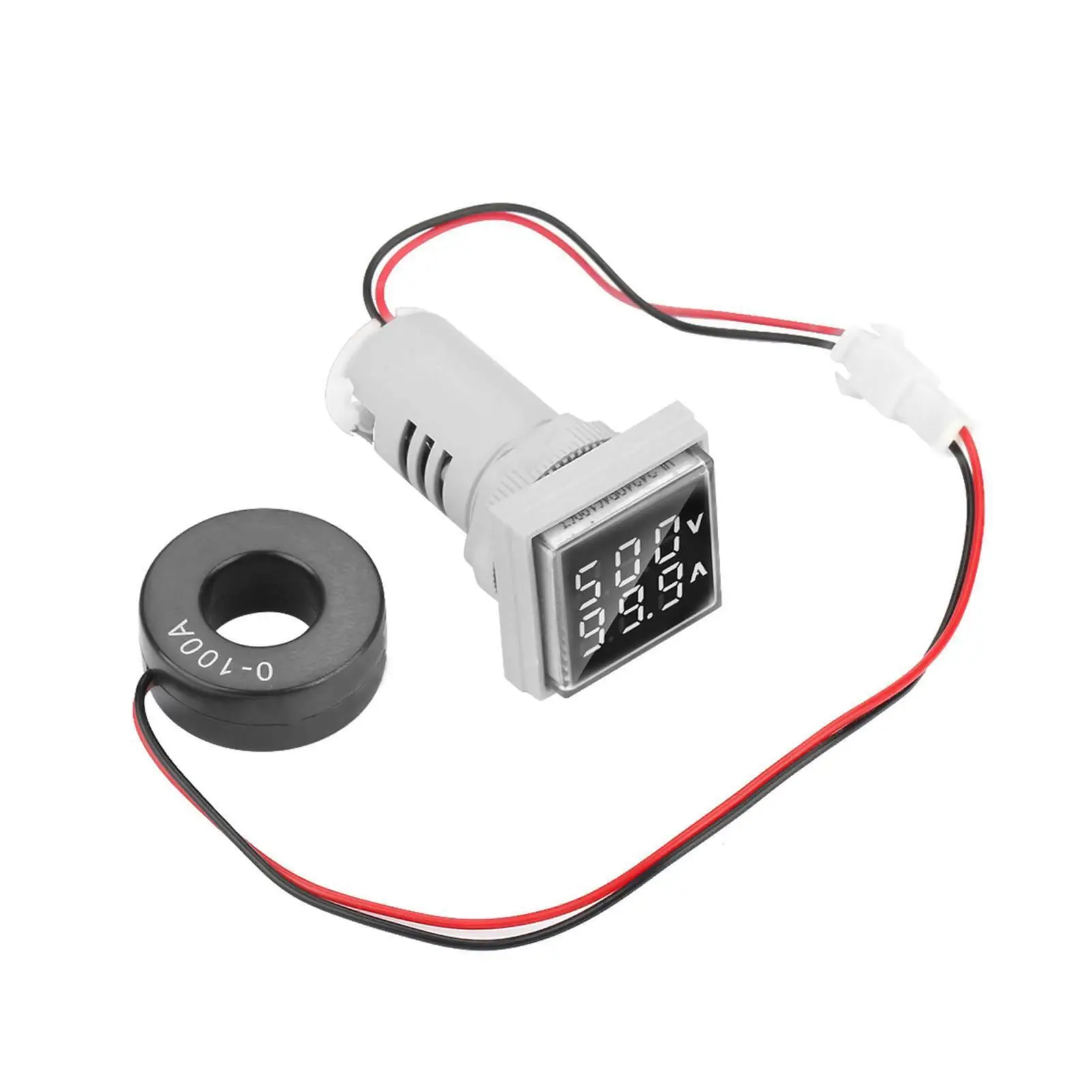 

22mm Square LED Dual Display Voltmeter & Ammeter Gauge for AC 0-100A - Digital Current Meter