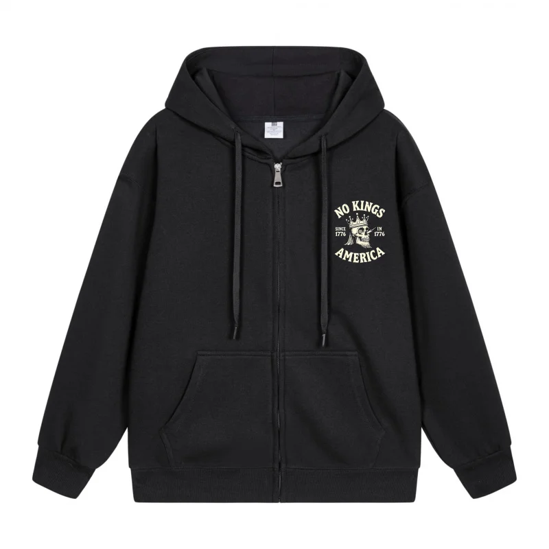 

Men's Zip-Up Hoodie No Kings Over America Design 2025 New Style Casual Couples’ Style Casual and Loose