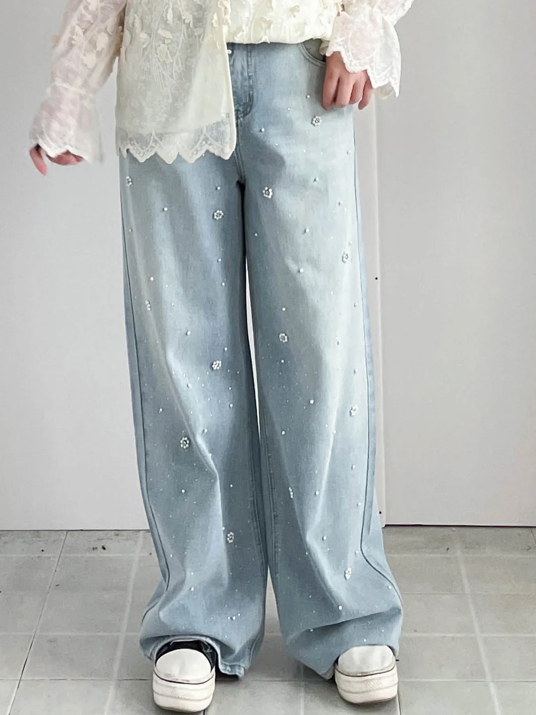 

plus Size Women's Jeans High Waist Straight Leg Wide Leg Pants Long Length Slimming Effect for Pear Shaped Tall Ladies Summer