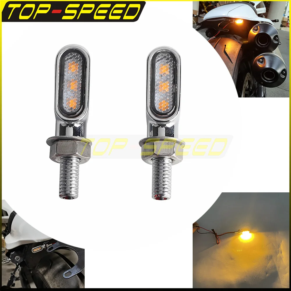 Motorcycle 8mm Bolt Turn Signals Mini 12V LED Indicators Blinker Light For Harley Touring Road Glide FLHR Road King FLHTCU FLHTK