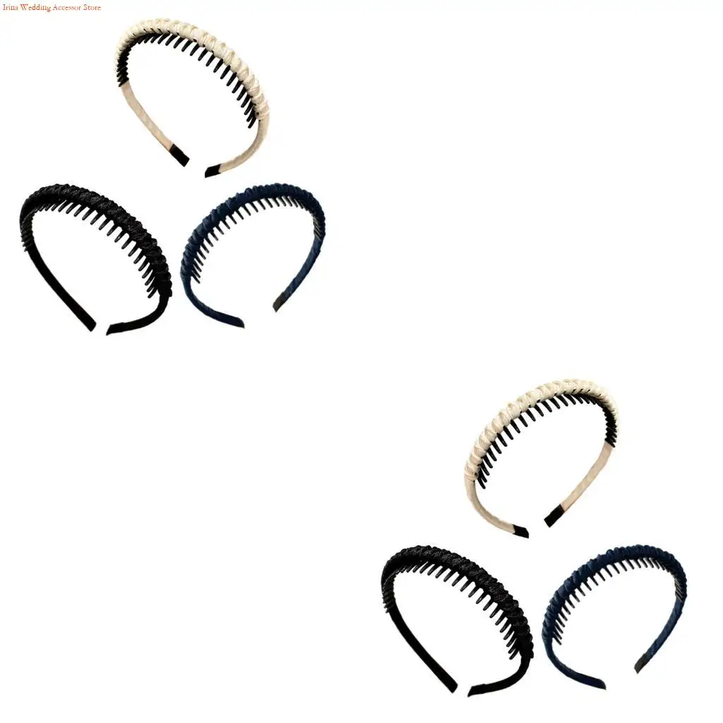 G92D AntiSlip Teeth Grip Hairband 3PCS Adjustable Comfort Workout Yoga Face Cleansing Hair Accessories for Women Daily Use