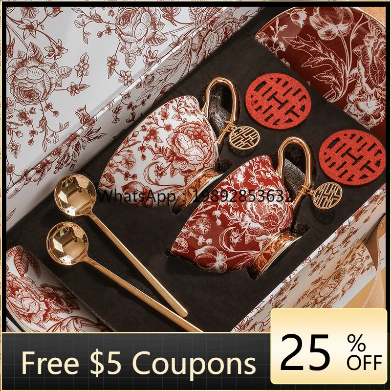 

Rose European ceramic bone china coffee cup set retro English afternoon tea set