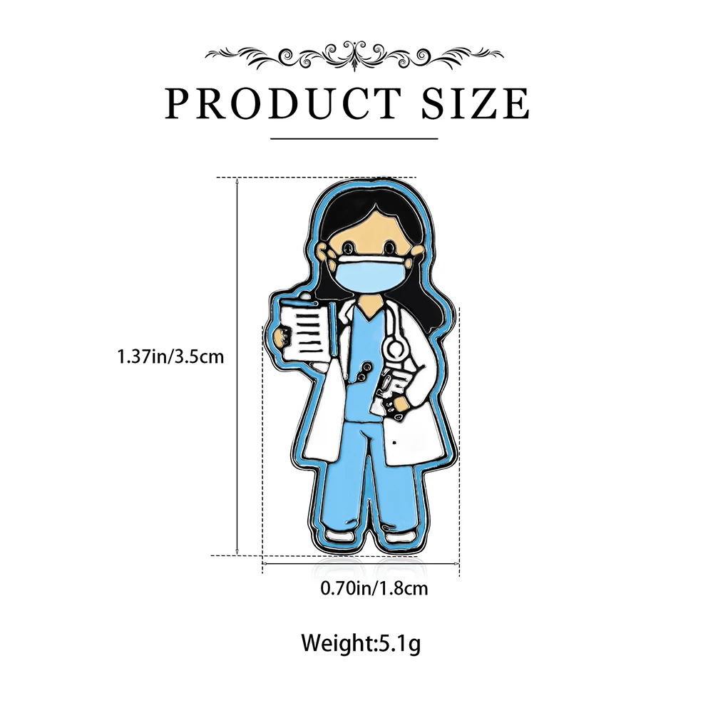 Hanreshe الطبية الكرتون الطبيب بروش أنثى ممرضة الطب الموظفين دبوس التلبيب على ظهره شارة مجوهرات هدايا للنساء فتاة