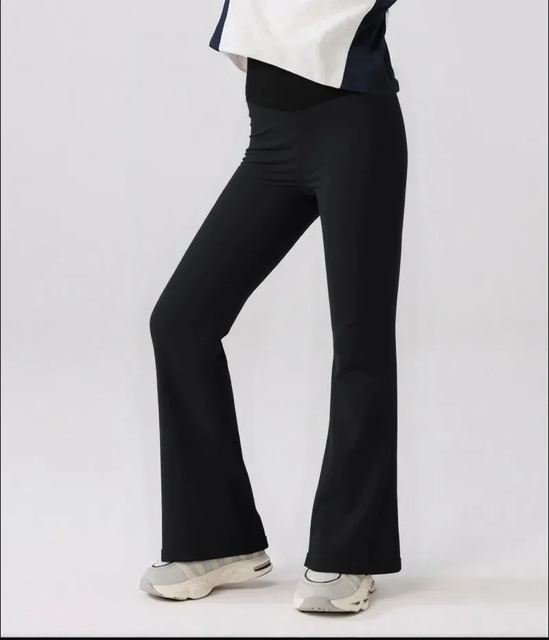Girls Flared Pants High Waist Yoga Leggings Teenagers Stretch Elastic Waistband Kids Sportswear Trousers Autumn Spring