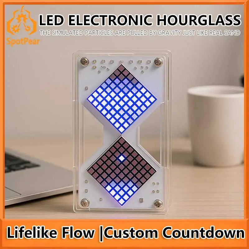 

Cyberpunk LED Matrix Hourglass Gravity Sensor DIY Countdown Timer Clock STEM Educational Soldering Project for Beginners & Adult