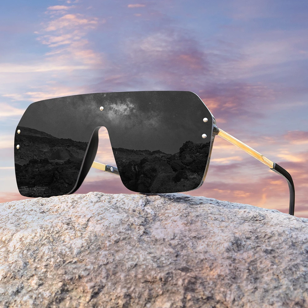 CRIXALIS Übergroße Quadratische Randlose Sonnenbrille Männer Outdoor Sport Reisen Klettern Sonnenbrille Männlichen Mode Brille Shades UV400 – Detail 1