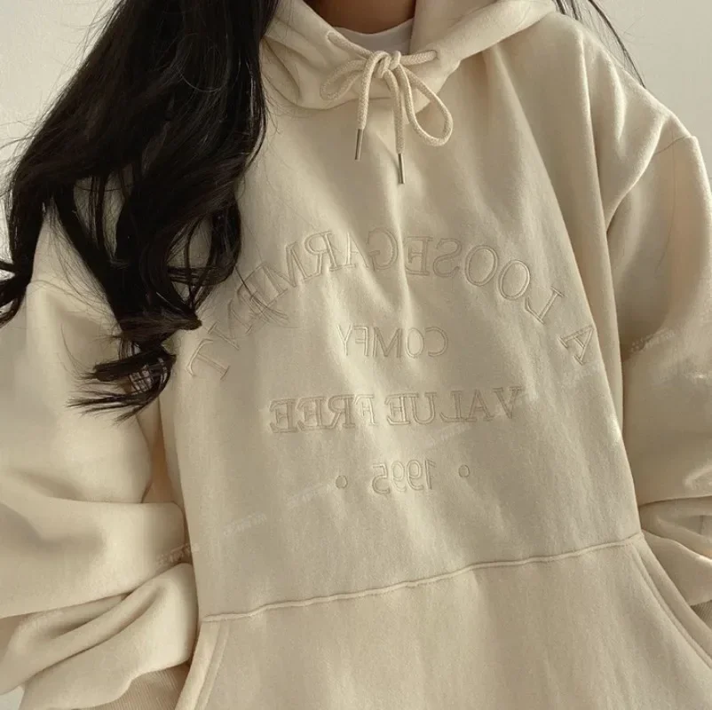 

Autumn Vintage Letters Embroidered Sweatshirt Women Winter Tops Oversized Girls Streetwear Y2k Korean Fashion Pullovers Hoodie