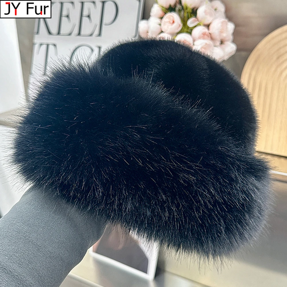 New Style Fake Fox mink Fur Hats Super Soft Women Winter Hat Cotton Lining Warm Russian Fashion Ski Beanies Plush Solid Color