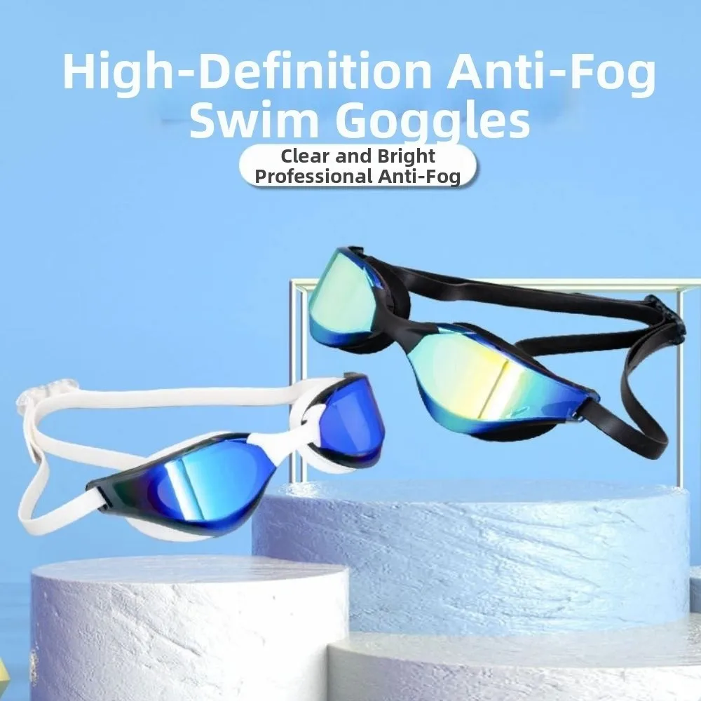 HD Vision Adult Swimming Goggles UV Protection Electroplated Anti-fog Diving Goggles Non-slip Adjustable Waterproof Eyewear