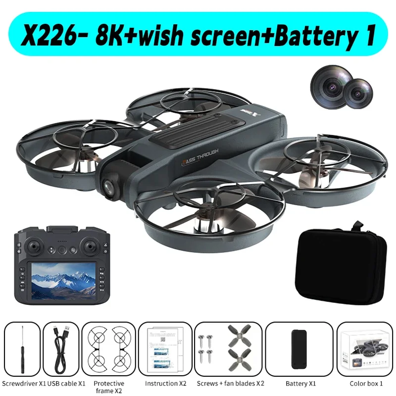 Lenovo X226/X226VR Mini Drone 4K Professionele Afstandsbediening Helikopter Vliegtuig RC Dron Met Scherm Quadcopter Speelgoed Cadeau voor Kinderen